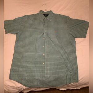 Ralph Lauren XL Short Sleeve Aqua Button Down